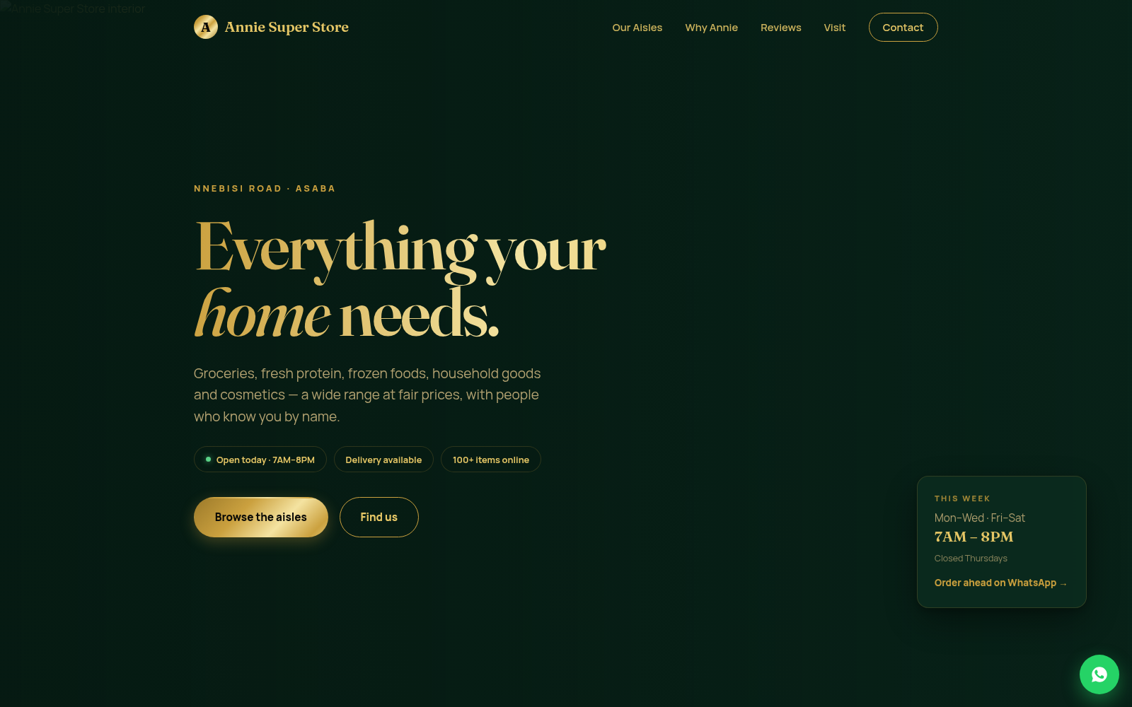 Annie Super Store homepage