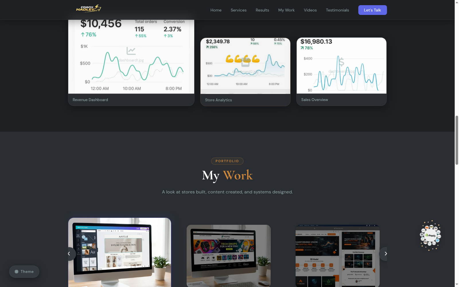 Coach Hadley dashboards and work