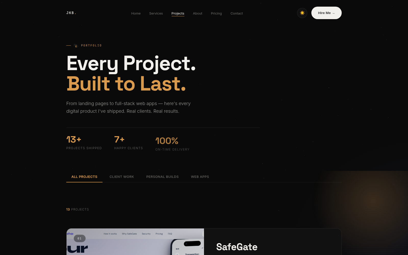 JKB Global projects page