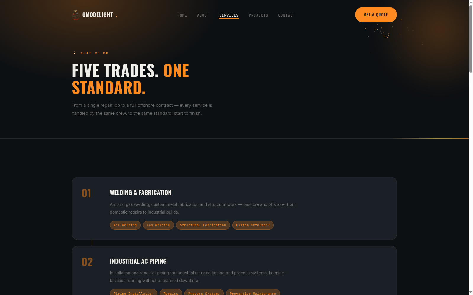Omodelight Technical services page