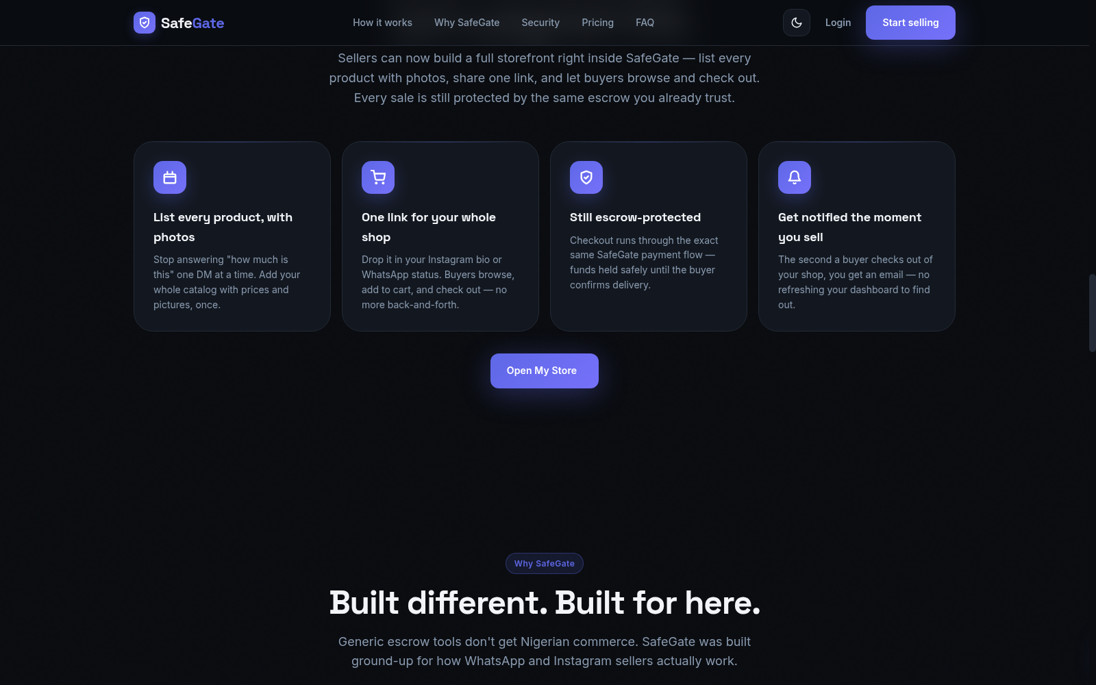 SafeGate storefront features