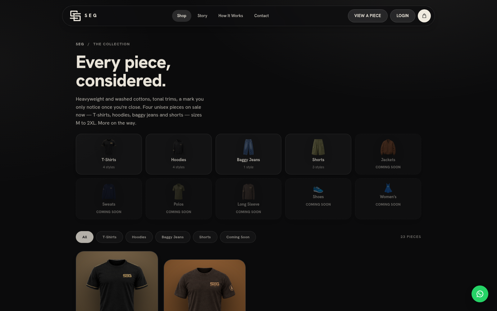 SEG shop page